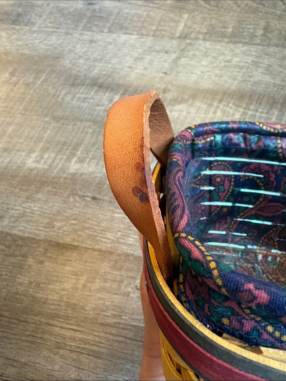 Longaberger Handwoven Strawberry Basket Paisley Fabric & Protector ‘99